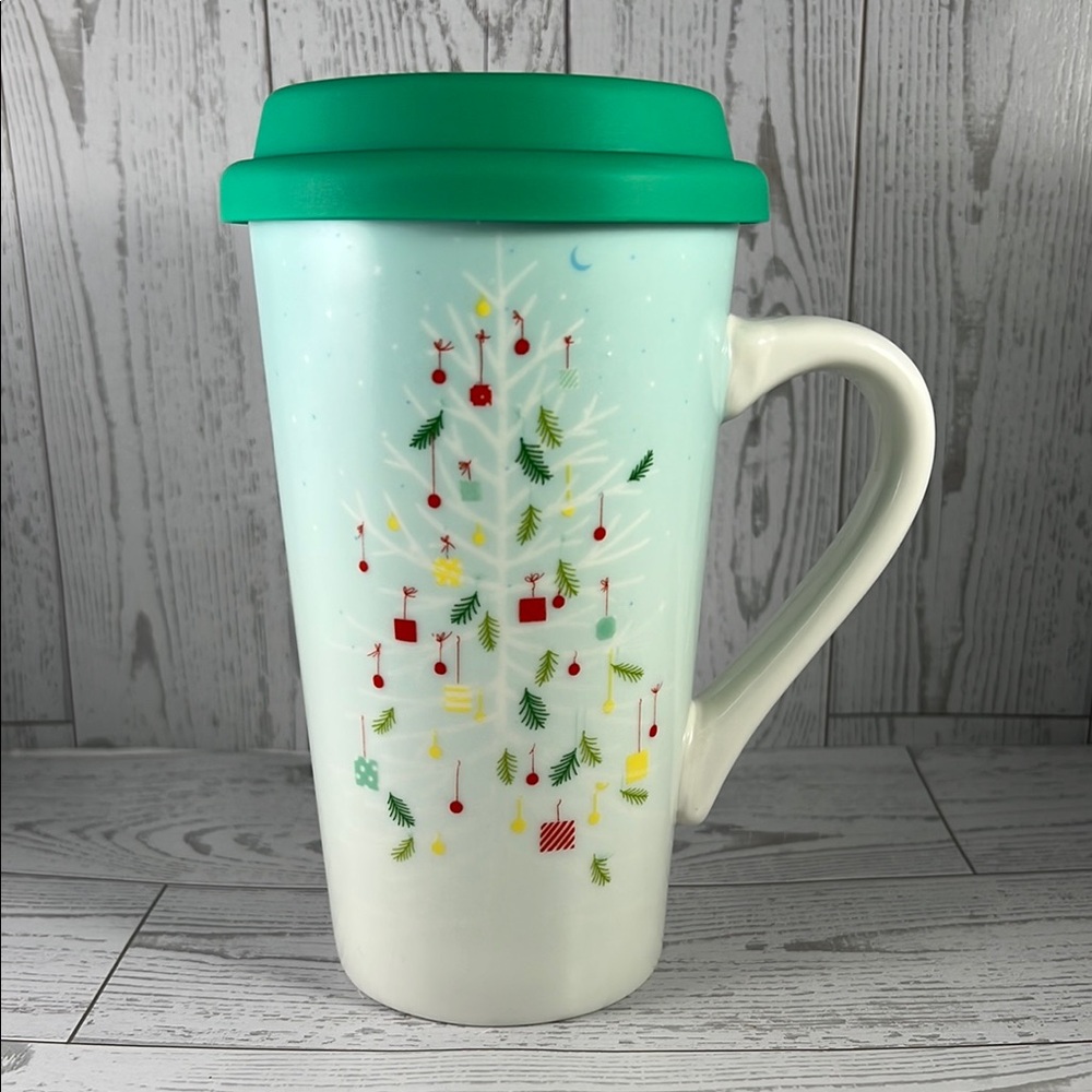 16oz Starbucks Holiday Mug with Christmas Tree Accents